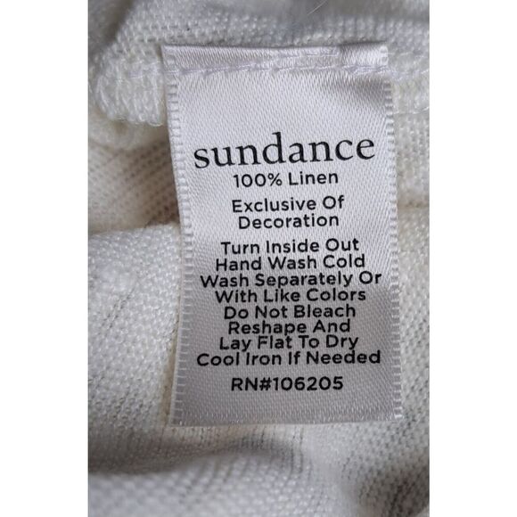 Sundance Womens Linen Knit Boho Peasant Tunic Ivory Medium Top Drop Sleeve Shirt - Picture 7 of 9